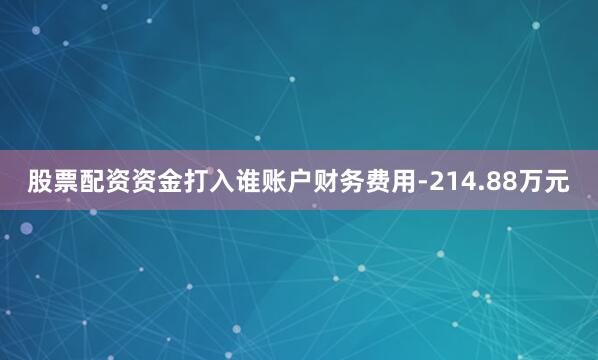 股票配资资金打入谁账户财务费用-214.88万元