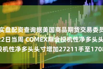 实盘配资查询据美国商品期货交易委员会：截至7月22日当周 COMEX期金投机性净多头头寸增加27211手至170868手